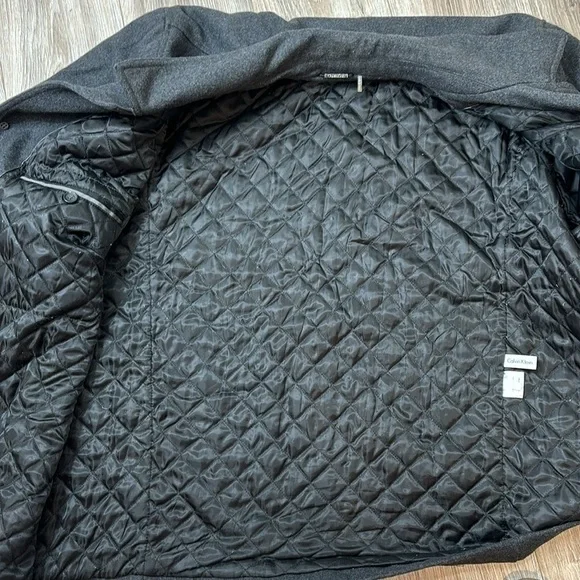 Calvin Klein gray men wool pea coat size XXL